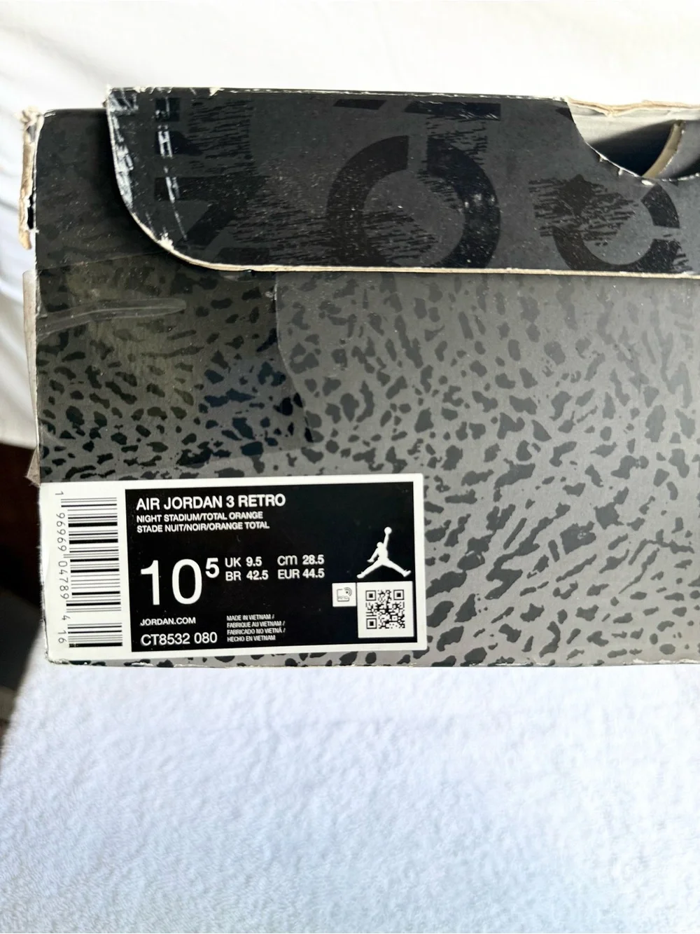 AUTHENTIC Jordan 3 Retro Fear Pack size 10.5 CT8532-080 2023 PRE-OWNED